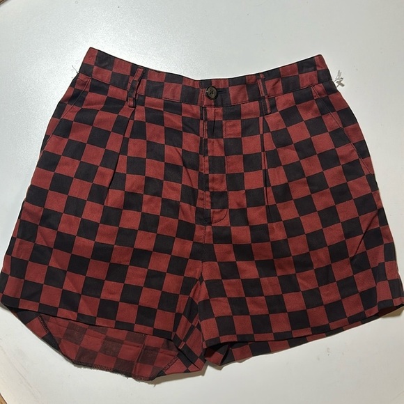 Maeve The Colette Red and Black High Waisted Checkered Shorts Sz 4 C6 - Picture 1 of 4